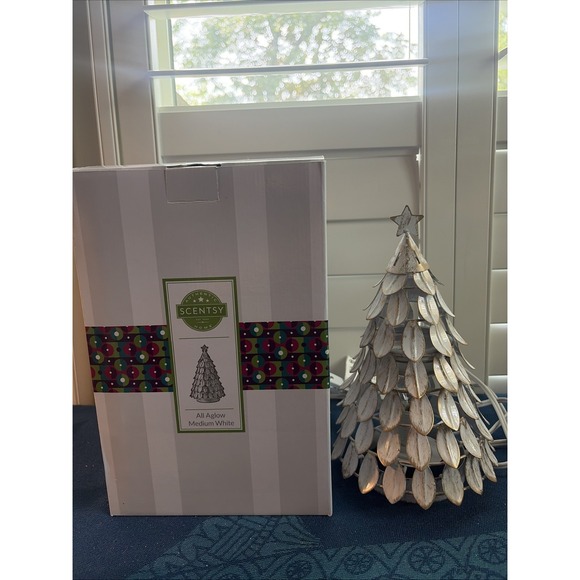 Scentsy Other - Scentsy Warmer All Aglow Medium White Christmas Tree in Original Box Metal Works